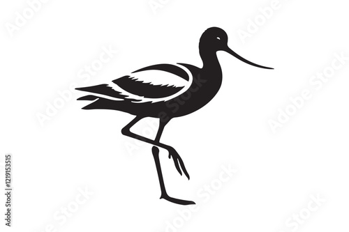 Silhouette of a Wading Bird in Minimalist Design