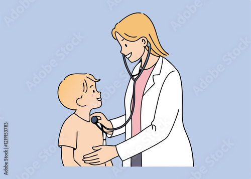 vector doctor and baby