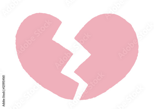 Handpainted style Pink Broken Heart Vector icon