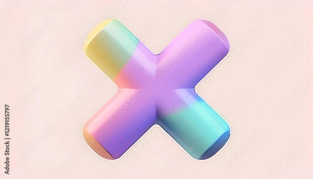 Obraz premium Negative Cross Mark 3d cartoon style illustration on gray background 