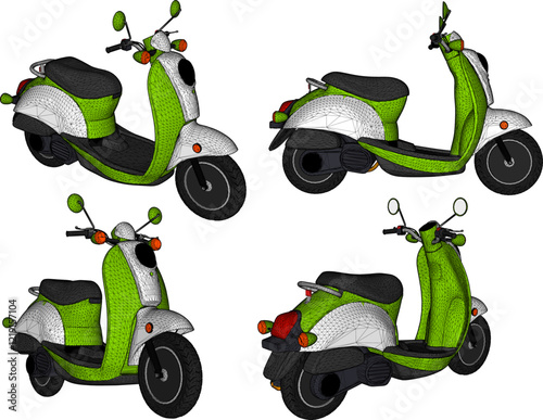 vector illustration of a modern electric motorbike for traveling short distances