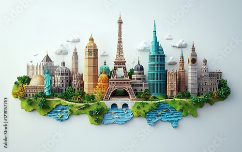 Famous landmarks skyline, travel, world, tourism.