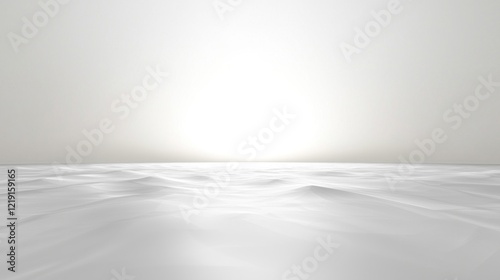 Serene Horizon with Gentle Waves and Soft White Light at Dusk
