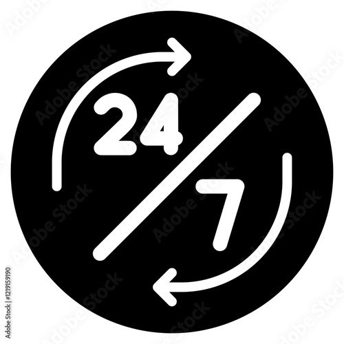 open 24 hours glyph icon