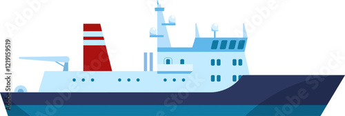 Modern oceanographic research vessel equipped with advanced technology sailing smoothly on calm blue water under a clear sky, ideal for marine research and exploration
