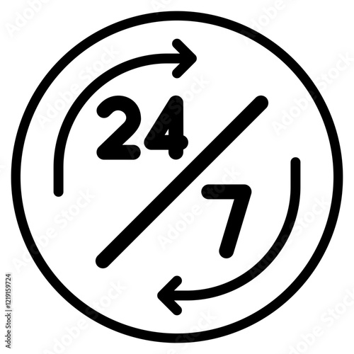 open 24 hours glyph icon