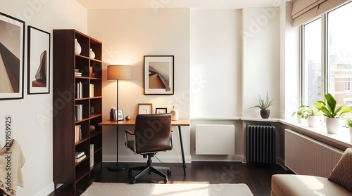 Interior of small apartment living room for home office,living, room,rental,staging, background 