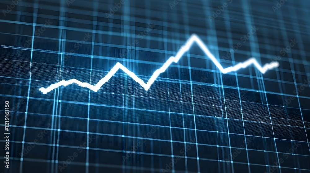Digital Graph on Screen Symbolizing Business Growth on Sleek Office Background Digital Graph on Screen Symbolizing Business Growth on Sleek Office Background