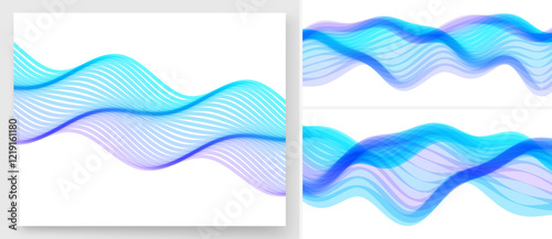 Abstract wavy background made of many overlapping stripes and with dynamic effect. Modern screen design for mobile app and website. 3D vector illustration for brochure, banner, flyer or presentation.