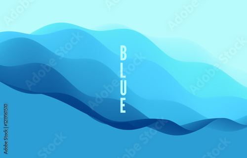 Blue abstract ocean seascape. Sea surface. Realistic landscape with waves. Nature background. Cover design template. 3d vector illustration for banner, flyer, poster or brochure.
