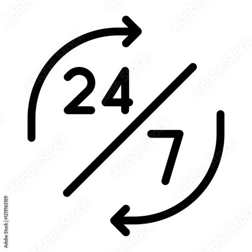 open 24 hours line icon