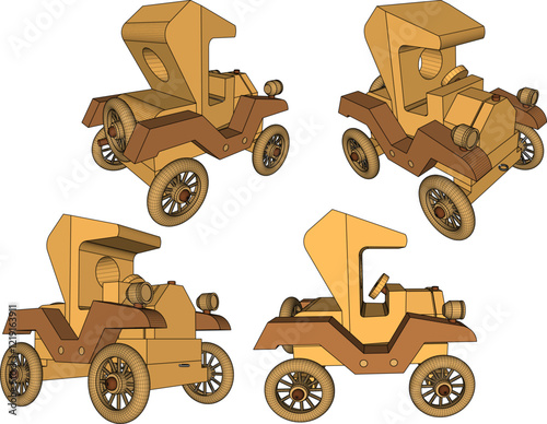 vector illustration of classic wooden toy car design for living room table furniture decoration