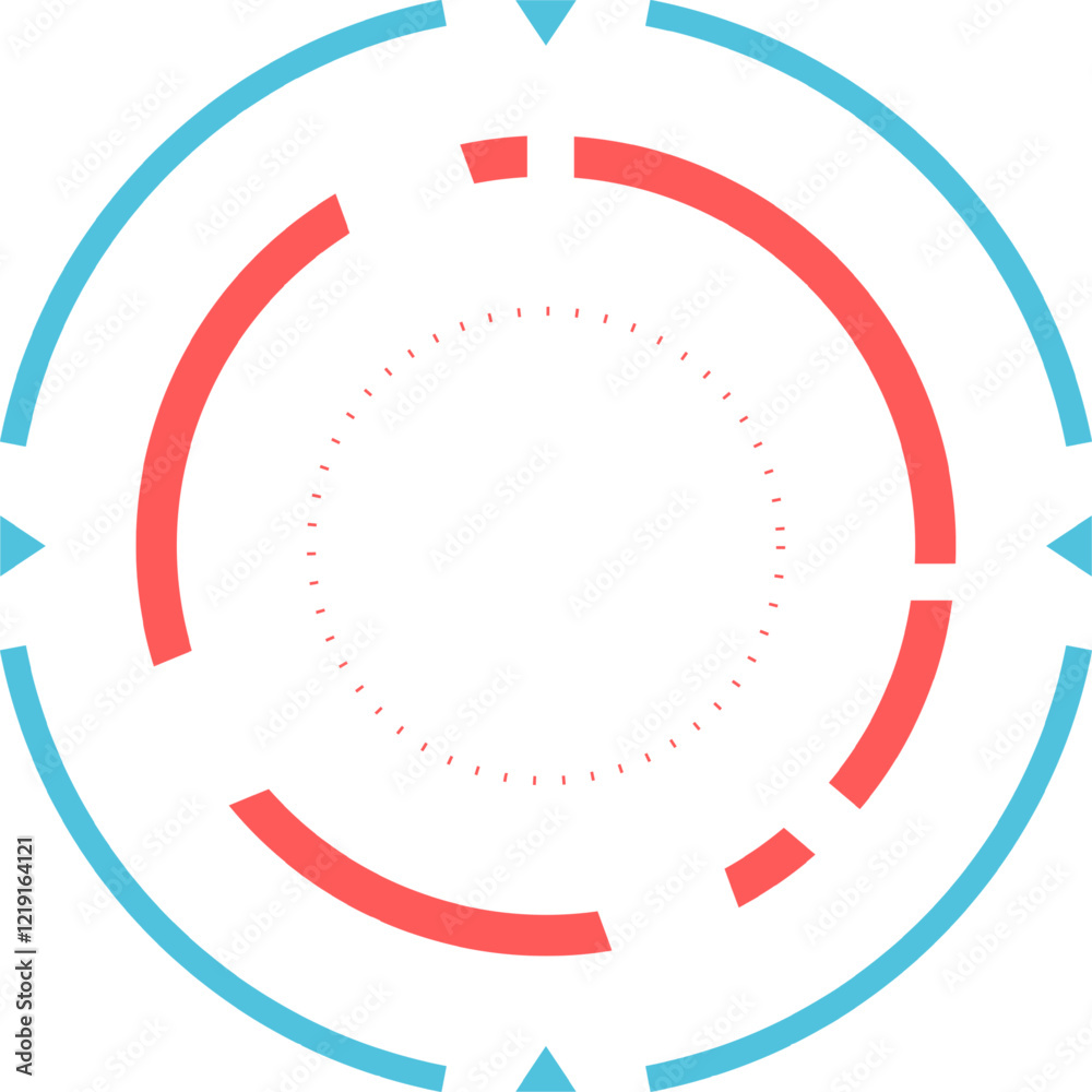 Concentric circles with arrows and dotted lines creating a modern, technological loading icon, suggesting progress, data transfer, or system activity Concentric circles with arrows and dotted lines creating a modern, technological loading icon, suggesting progress, data transfer, or system activity