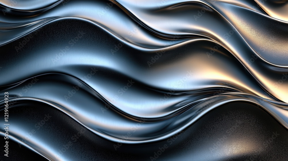 Obraz premium Luxurious abstract background featuring smooth gold waves on a textured black surface, creating a sense of elegance and sophistication.
