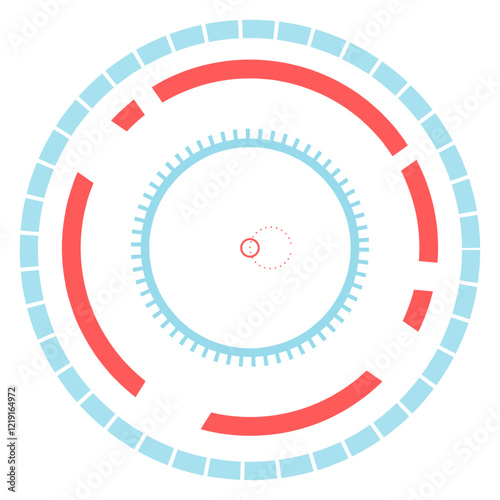 Futuristic head up display - HUD - interface with target and circular elements forming a technological background, ideal for video games, virtual reality, and other digital applications
