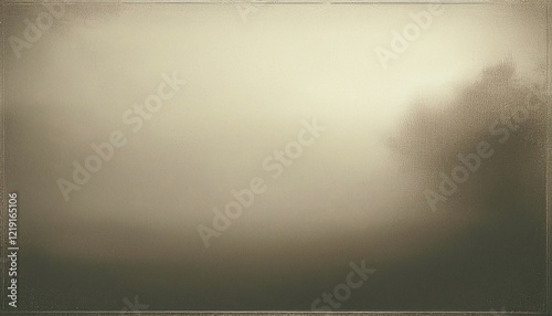 Vintage monochromatic distressed abstract old photo of foggy sunrise, film grain, dust and scratches texture effect