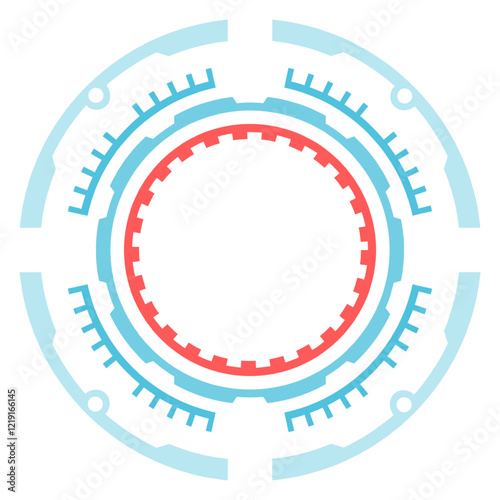 Futuristic loading bar with data processing, featuring a circular design with blue and red accents, creating a sense of progress and technological advancement