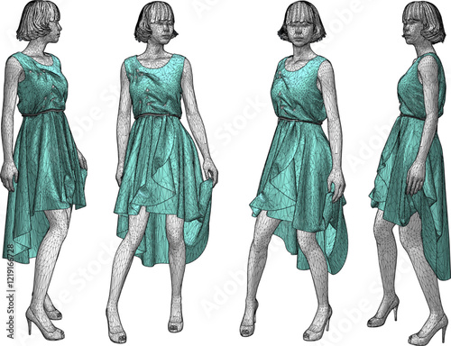 vector illustration of mannequin statue design with fashion clothes for display in a clothing store window   