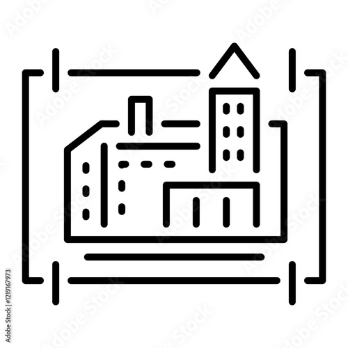 Architectural plan of a building, line style icon