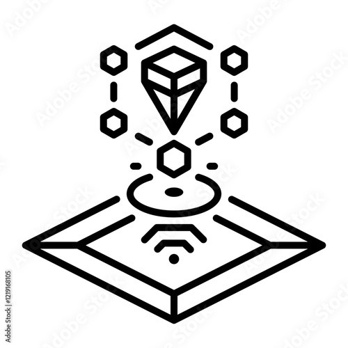 Render view of an additive model, line style icon