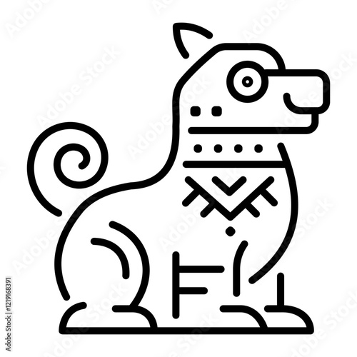 A line icon of an animal figurine 