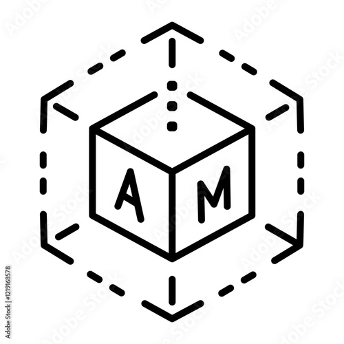 Additive cube model, line style icon