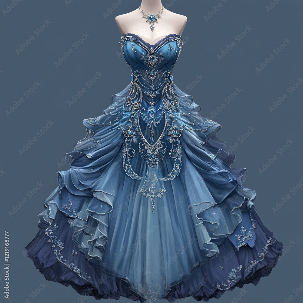 Enchanting Blue Gown with Intricate Embellishments Enchanting Blue Gown with Intricate Embellishments
