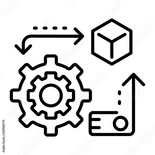 Linear icon depicting rapid prototyping process 