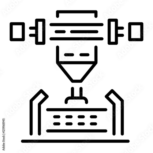 A line style icon of a 3d filament machine 