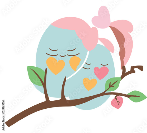 two ester eggs on a branch