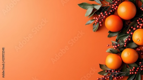 This vibrant composition of oranges with lush greens creates an eye-catching display, celebrating the richness of nature and the essence of bright, joyful moments. photo