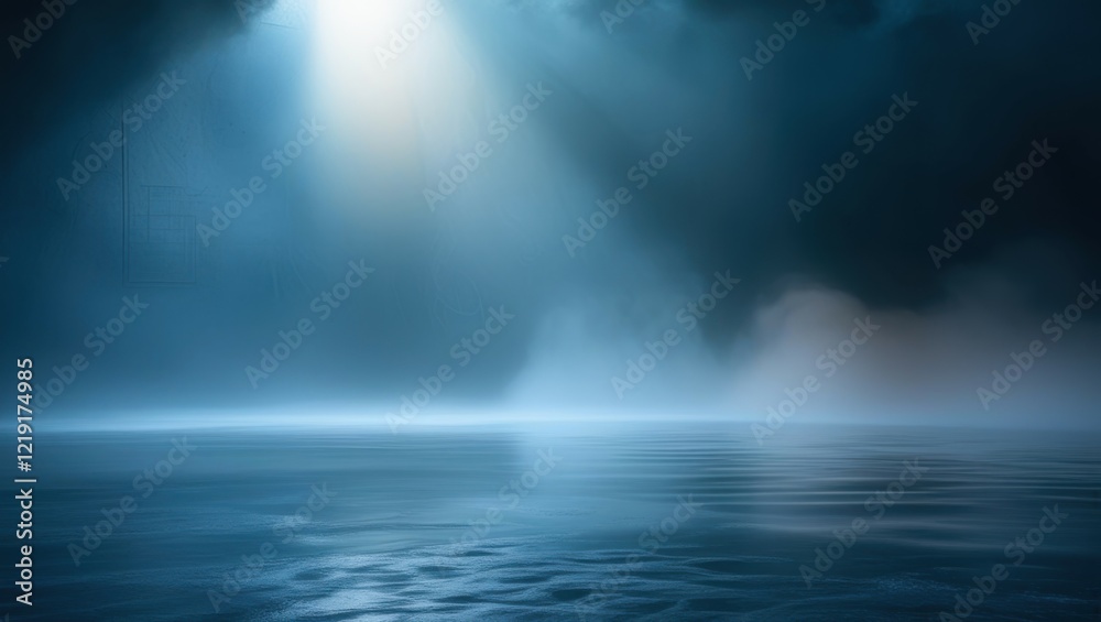 Moonlit ocean, misty seascape, ethereal blue light, foggy horizon, calm waters, mysterious atmosphere, night scene, cinematic lighting, serene mood, dreamlike landscape, silvery reflections, soft focu Moonlit ocean, misty seascape, ethereal blue light, foggy horizon, calm waters, mysterious atmosphere, night scene, cinematic lighting, serene mood, dreamlike landscape, silvery reflections, soft focu