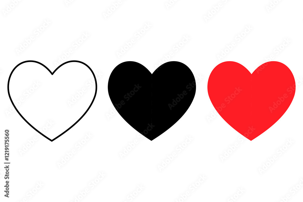 Red heart Shape icon silhouette vector illustration

