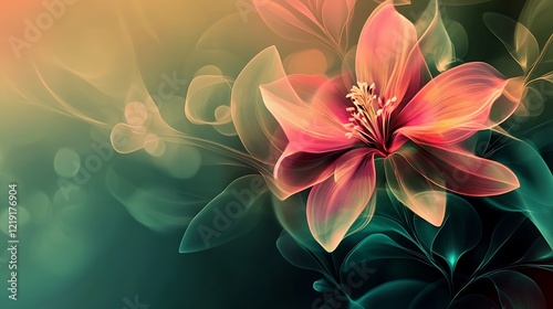 A Translucent Pink Flower Blooms Amongst Teal Leaves