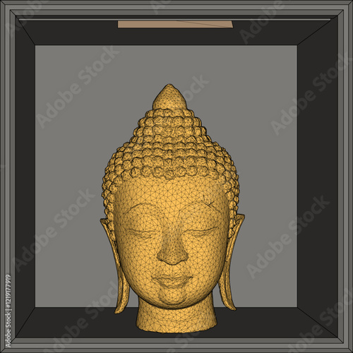 Vector sketch illustration of a smiling buddha head ornament design full of wisdom