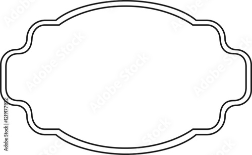 Horizontal vintage frame with rounded edges and waving sides creating a classic decorative element, ideal for adding a touch of elegance and nostalgia to various design projects