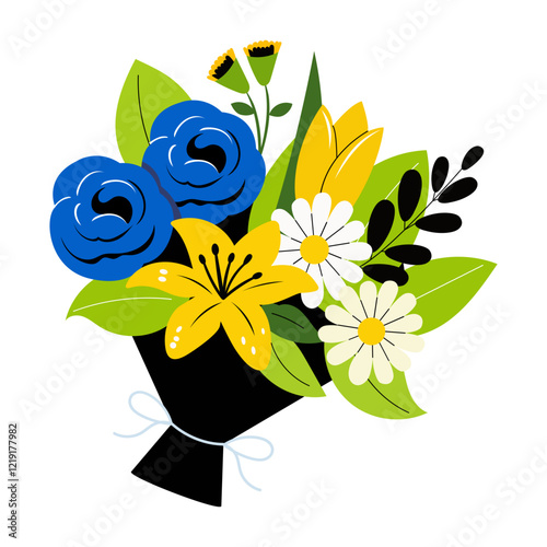 A flat illustration of beautiful flower bouquet