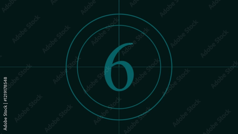 countdown timer 10 seconds animation retro projector style from ten to zero,