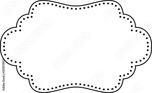 Featuring a simple black and white scalloped frame with a dotted line, creating an elegant border perfect for enhancing designs with a touch of sophistication and charm