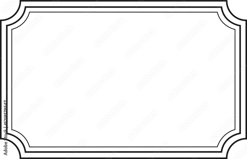Elegant black frame with rounded corners creating a classic border on a white background, perfect for adding a touch of sophistication to any project