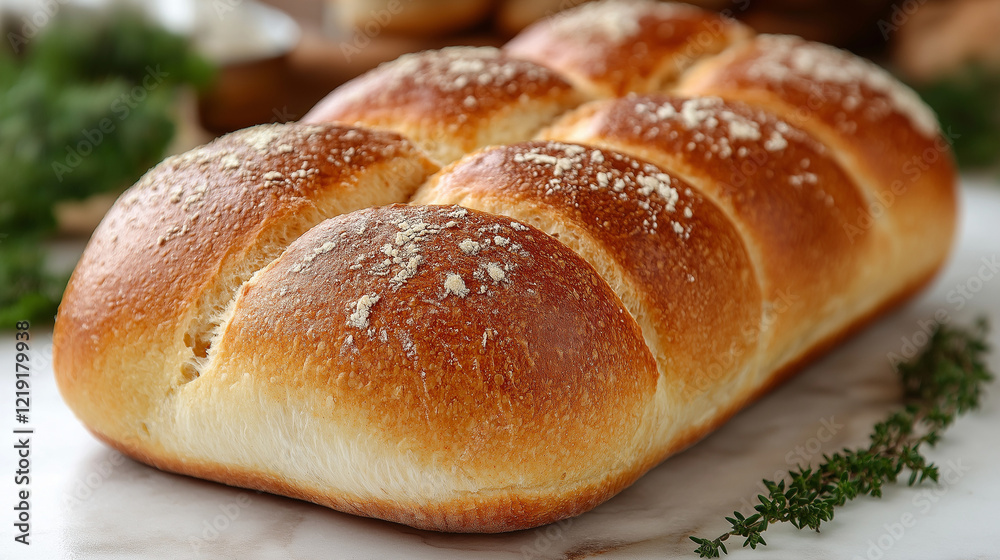 Freshly Baked Artisan Bread Loaf isolated on table Freshly Baked Artisan Bread Loaf isolated on table