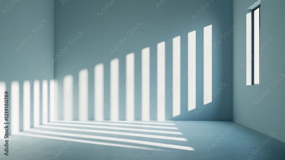 Obraz premium Sunlight streams through window into minimalist room.