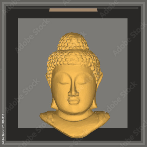 Vector sketch illustration of buddha head statue decoration design of wisdom