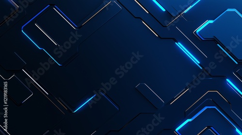 Abstract dark blue geometric hexagonal background. Technology and innovation concept.