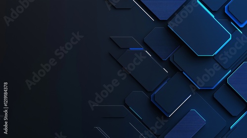 Abstract dark blue geometric hexagonal background. Technology and innovation concept.