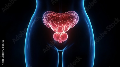 Medical Illustration: Female Reproductive System with Enlarged Bartholin's Glands