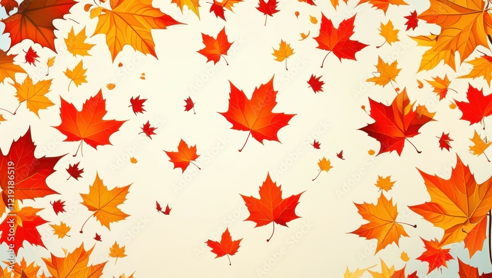 Autumn leaves, maple leaves, red and orange foliage, falling leaves, golden autumn colors, textured background, seasonal border, warm tones, nature-inspired design, scattered leaf pattern, harvest the Autumn leaves, maple leaves, red and orange foliage, falling leaves, golden autumn colors, textured background, seasonal border, warm tones, nature-inspired design, scattered leaf pattern, harvest the