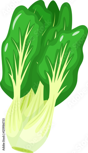 Detailed illustration of a fresh, green bok choy with lush leaves and crisp stalks. Perfect for depicting healthy eating, Asian cuisine, or vegetarian lifestyle concepts