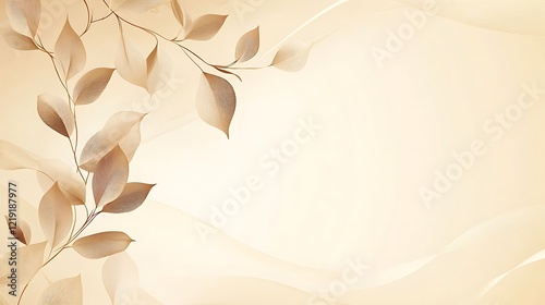 Wallpaper Mural Delicate Brown Leaves on a Creamy Background Torontodigital.ca