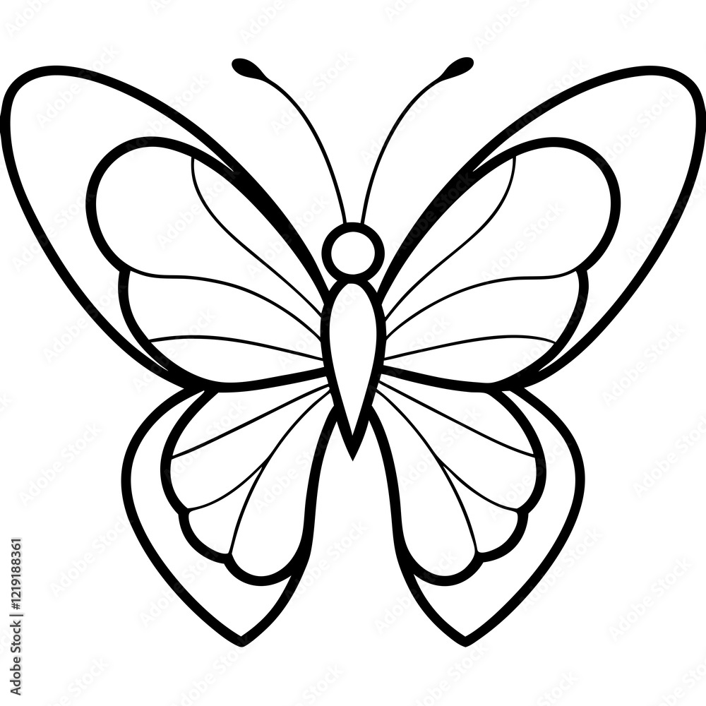 Romantic Butterfly Outline with Heart Shapes Romantic Butterfly Outline with Heart Shapes